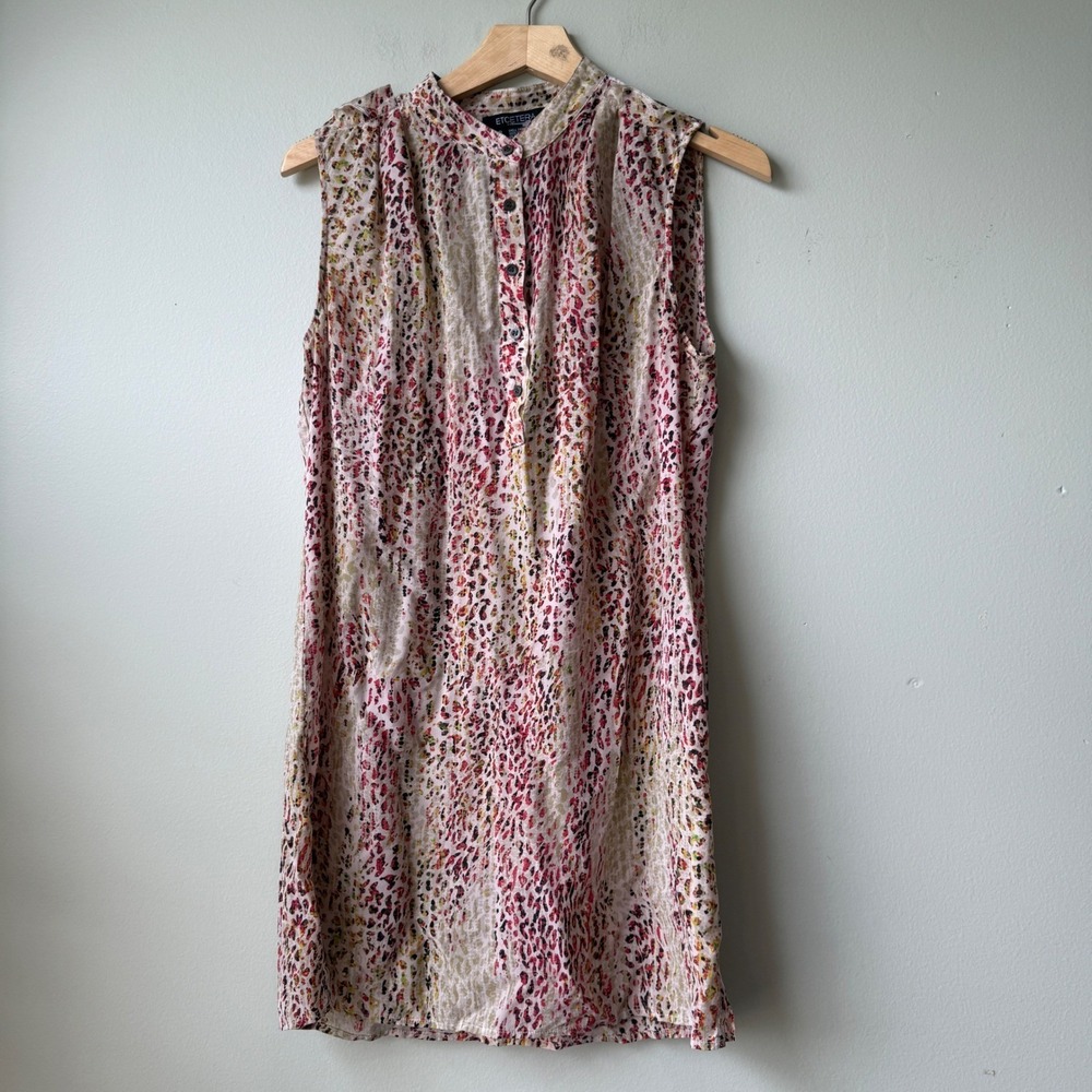Etcetera Sleeveless Midi Dress in Pink and Cream Leopard Print